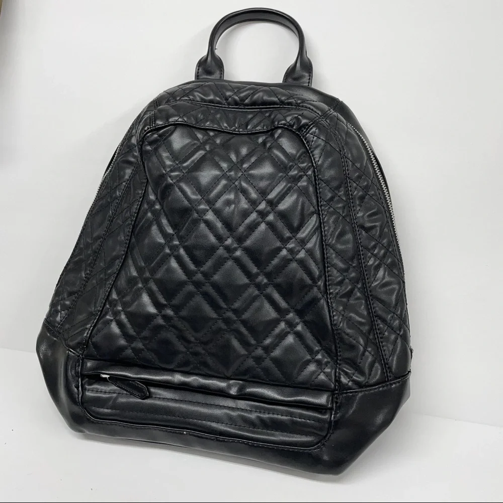 Zara Faux Leather Black Quilted Backpack